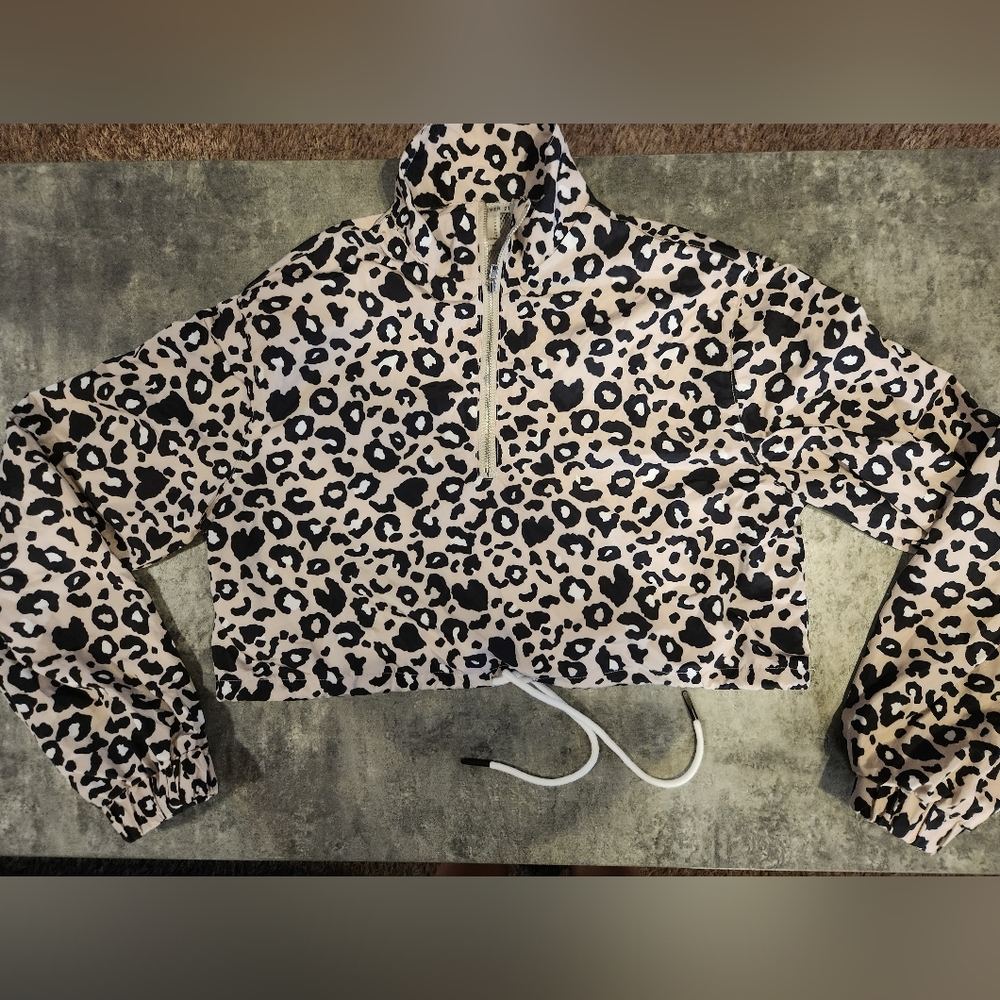 Forever 21 Cheetah Cropped Windbreaker